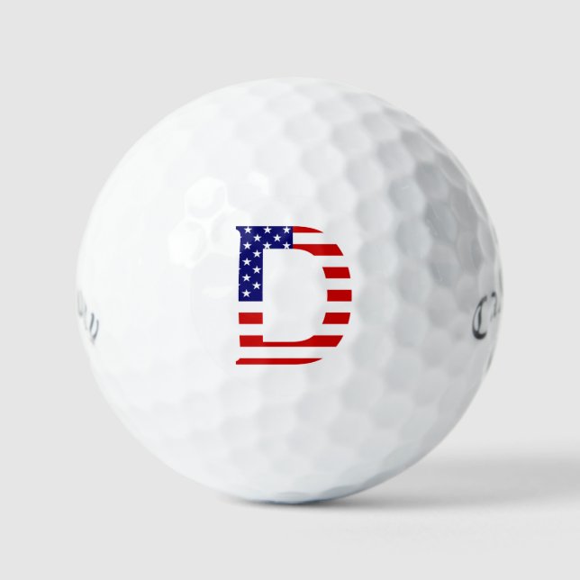 D Monogram overlaid on USA Flag css gbt Golf Balls (Front)