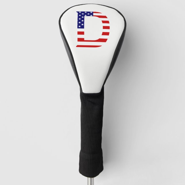 D Monogram overlaid on USA Flag dccnt Golf Head Cover (Front)