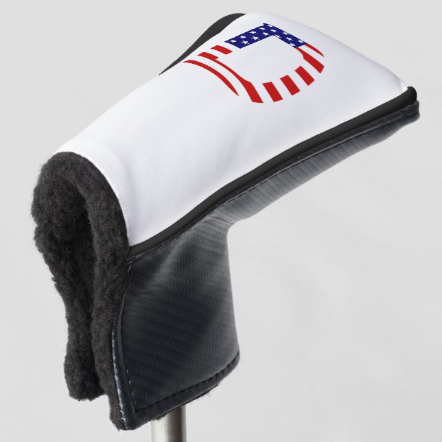 D Monogram overlaid on USA Flag pccnt Golf Head Cover (3/4 Front)