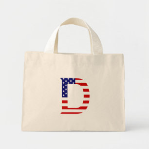 D Monogram overlaid on USA Flag ttcnt Mini Tote Bag