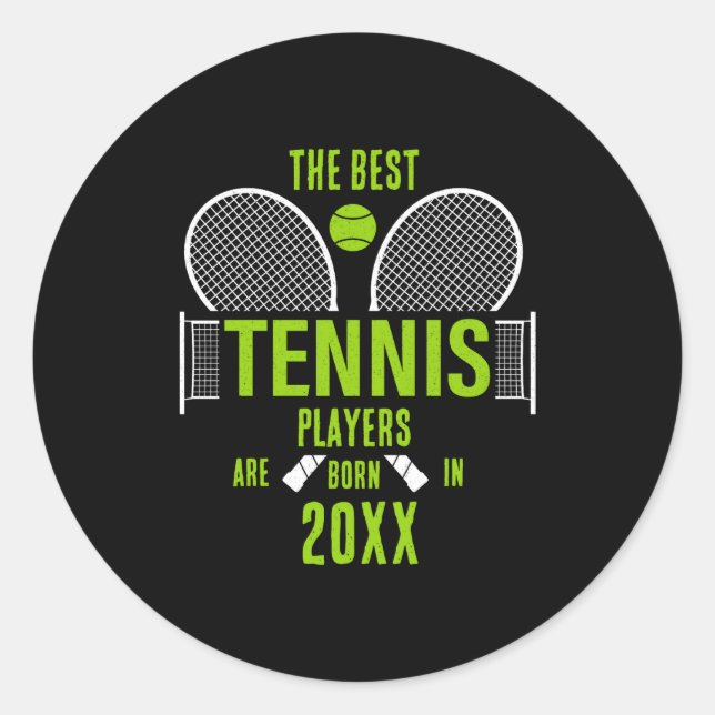 D Tennis Birth Year Name Birthday  Classic Round Sticker (Front)
