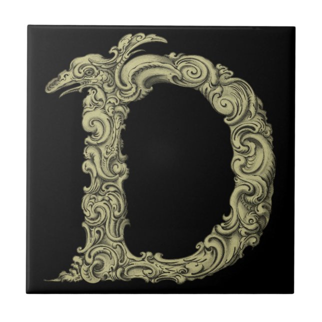 D - The Falck Alphabet (Golden) Ceramic Tile (Front)