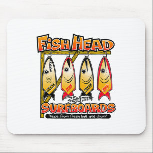 D Tuna Fish Head Surfboards Island Surfing For Sur Mouse Pad