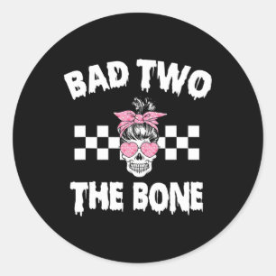 D Two The Bone Birthday 2nd Halloween 2 Years Old Classic Round Sticker