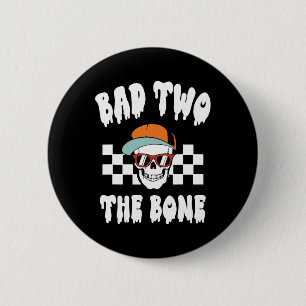 D Two The Bone Funny 2nd Birthday Halloween Skelet 6 Cm Round Badge