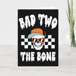 D Two The Bone Funny 2nd Birthday Halloween Skelet Card