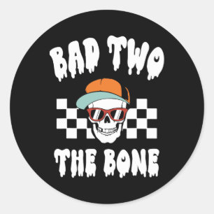 D Two The Bone Funny 2nd Birthday Halloween Skelet Classic Round Sticker