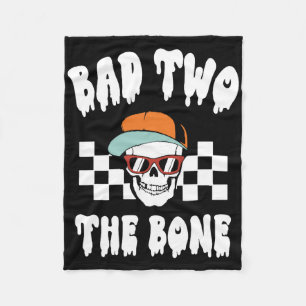 D Two The Bone Funny 2nd Birthday Halloween Skelet Fleece Blanket