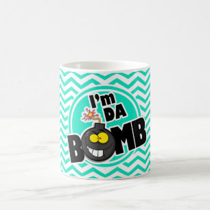 Da Bomb! Aqua Green Chevron Coffee Mug