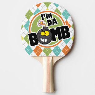 Da Bomb! Colourful Argyle Pattern Ping Pong Paddle