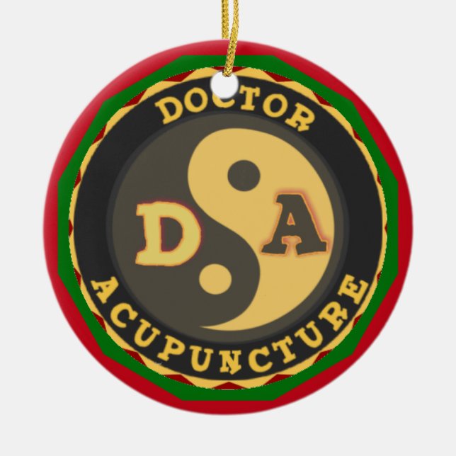 DA DOCTOR OF ACCUPUNCTURE LOGO CERAMIC TREE DECORATION (Front)