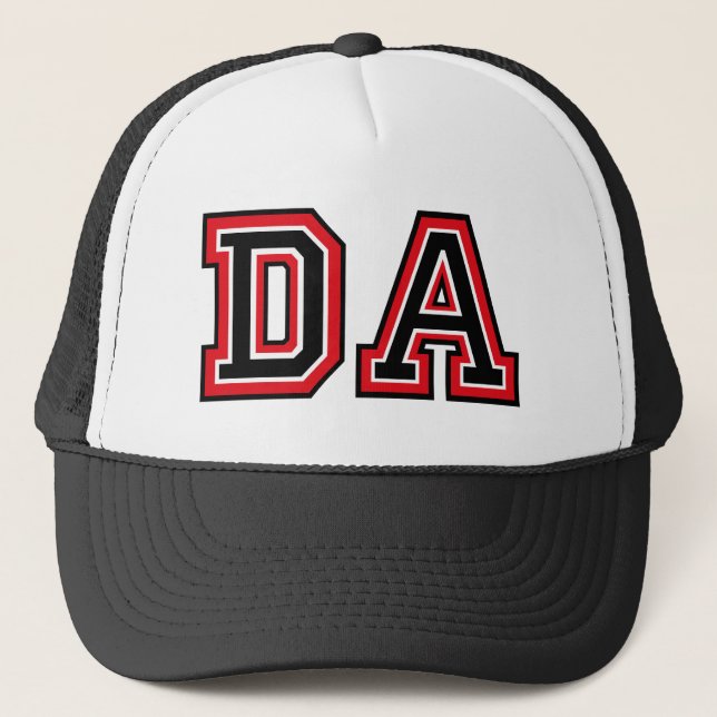 "DA" Monogram Trucker Hat (Front)