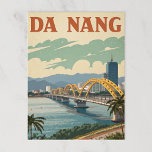 Da Nang Dragon Bridge in Stylised Art Postcard<br><div class="desc">Golden Dragon Bridge and modern skyline in glowing retro form.</div>