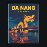 Da Nang Vietnam Dragon Bridge | Vintage Travel Postcard<br><div class="desc">Celebrate the beauty and modern charm of Da Nang with this vintage-style travel postcard featuring the iconic Dragon Bridge glowing over the Han River. The bold colors and retro design capture the city’s energy and cultural symbolism, making it a perfect keepsake for travelers, postcard collectors, and Vietnam lovers. Great for...</div>