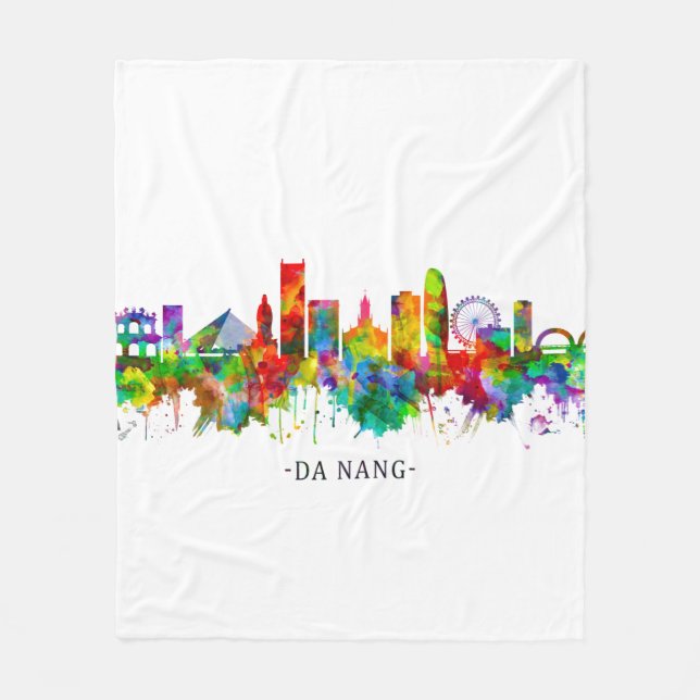 Da Nang Vietnam Skyline Fleece Blanket (Front)