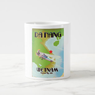 Da Nang Vietnam vintage travel poster Large Coffee Mug