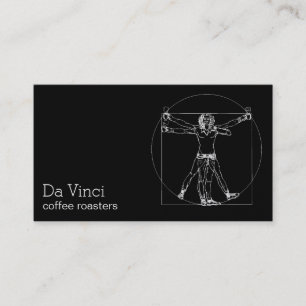 Da Vinci coffee roasters minimal vitruvian man Business Card