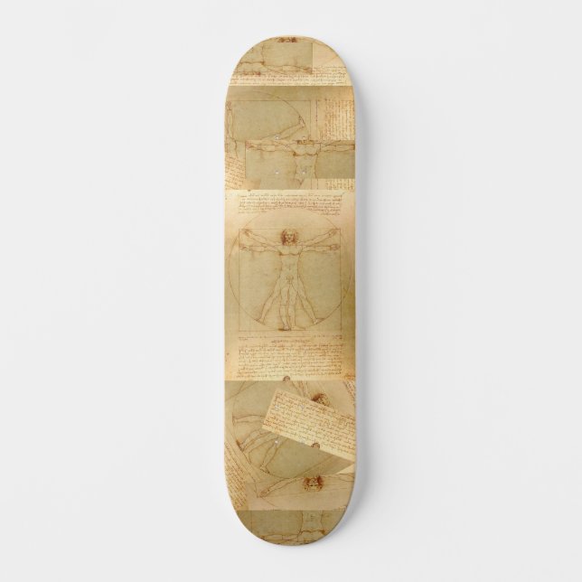 Da Vinci Fine Art Drawing Vitruvian Man "Patch Up" Skateboard (Front)