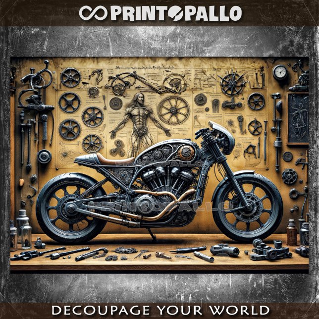 Da Vinci garage and steampunk bike Tissue Paper (Creator Uploaded)