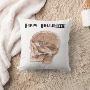 Da Vinci Halloween Science Anatomy Skull Print Cushion