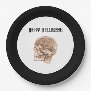 Da Vinci Halloween Science Anatomy Skull Print Paper Plate