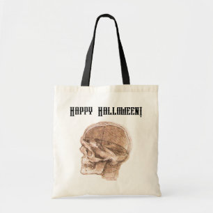 Da Vinci Halloween Science Anatomy Skull Print Tote Bag