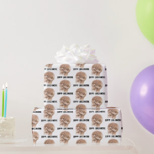 Da Vinci Halloween Science Anatomy Skull Print Wrapping Paper