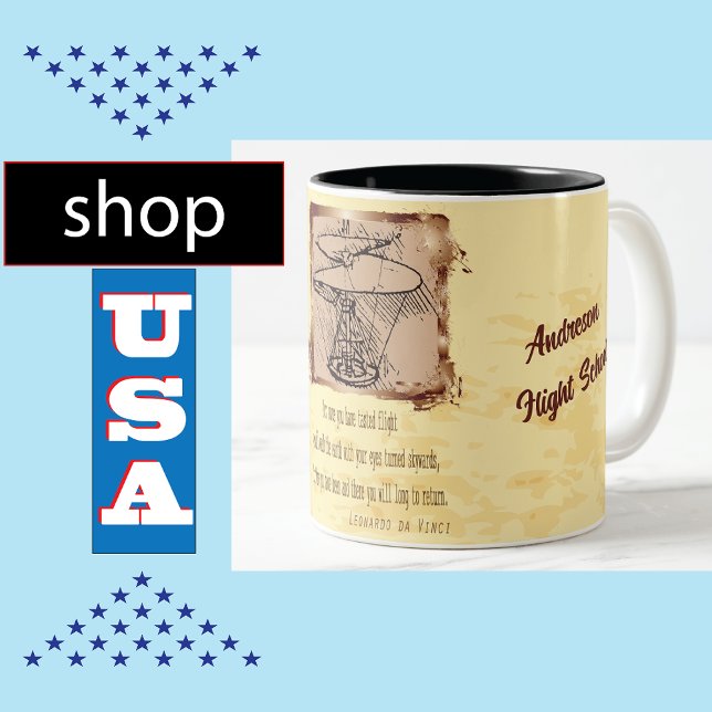 Da Vinci Helicopter Poem 🚁 Budget Special  Two-Tone Coffee Mug (Creator Uploaded)