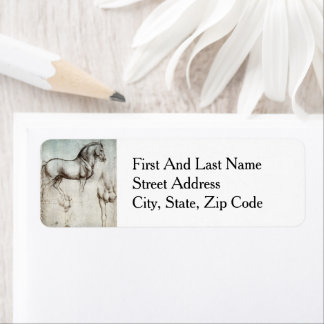 Da Vinci Horse Study Renaissance Sketch Fine Art Return Address Label