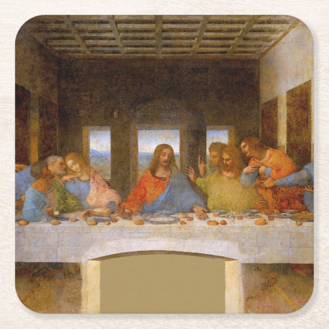 Da Vinci Last Supper Fine Art Classic Square Paper Coaster (Front)