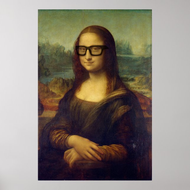 da Vinci Mona Lisa in Cool Hipster Glasses Art Poster (Front)