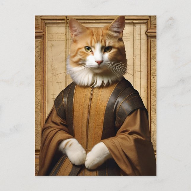 Da Vinci Style Cat Postcard (Front)
