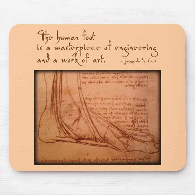 da Vinci: "The human foot is..." Mouse Pad (Front)