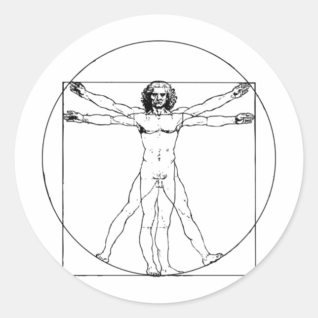 Da Vinci Vitruvian Man Classic Round Sticker (Front)
