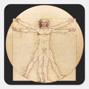Da Vinci Vitruvian Man Square Sticker