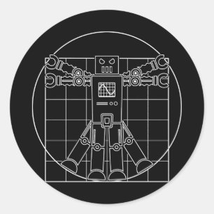 Da Vinci Vitruvian Robot Classic Round Sticker