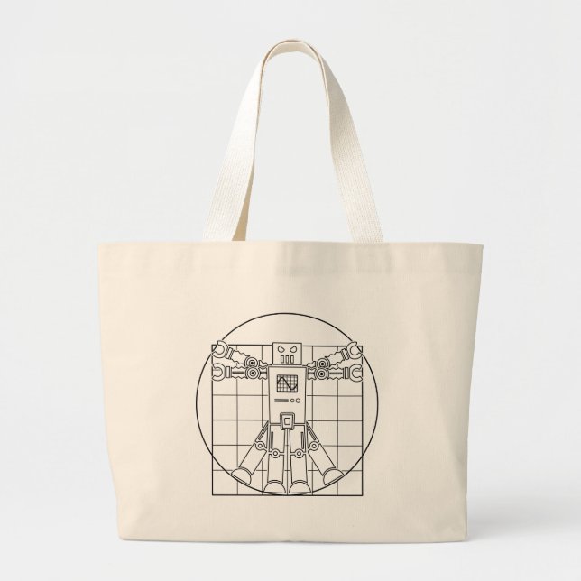 Da Vinci Vitruvian Robot Large Tote Bag (Front)