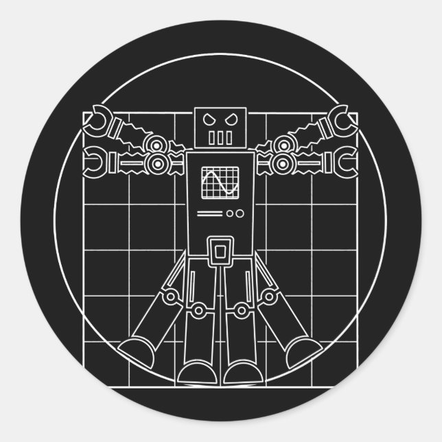 Da Vinci Vitruvian Robot Sticker (Front)