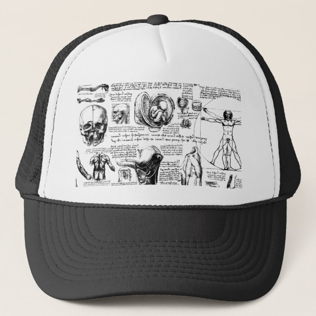 Da Vinci's Anatomy Sketchbook Trucker Hat (Front)