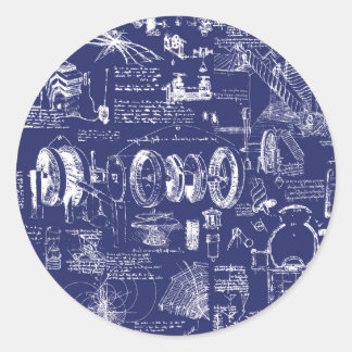 Da Vinci's Blueprints // Classic Round Sticker