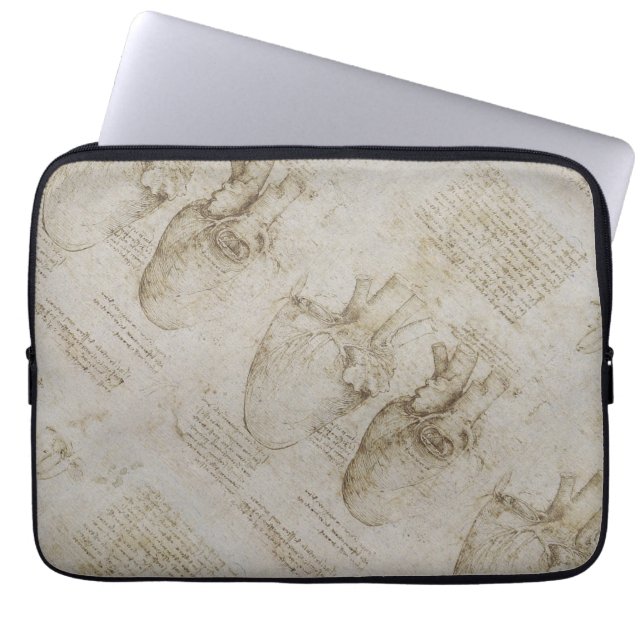 Da Vinci's Human Heart Anatomy Sketches Laptop Sleeve (Front)