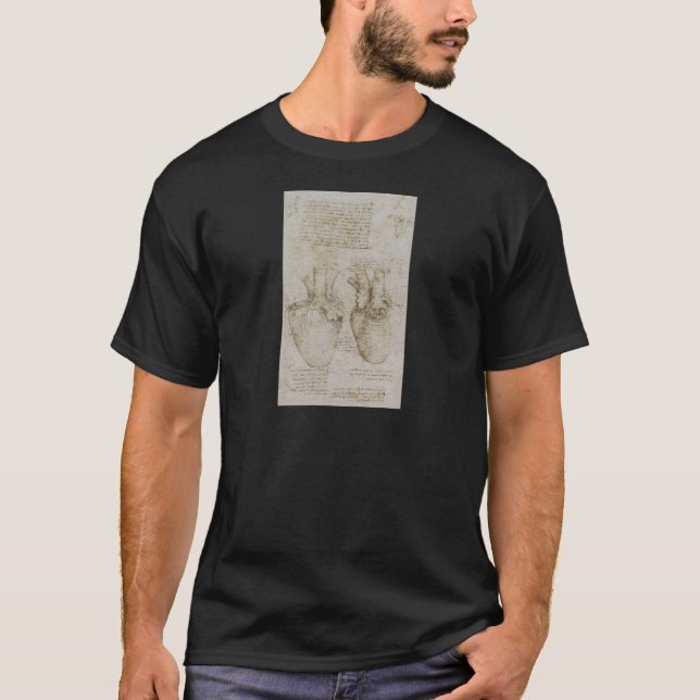 Da Vinci's Human Heart Anatomy Sketches T-Shirt (Front)
