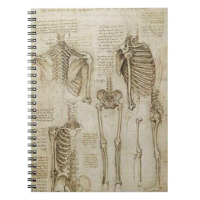 Da Vinci's Human Skeleton Anatomy Sketches Notebook (Front)