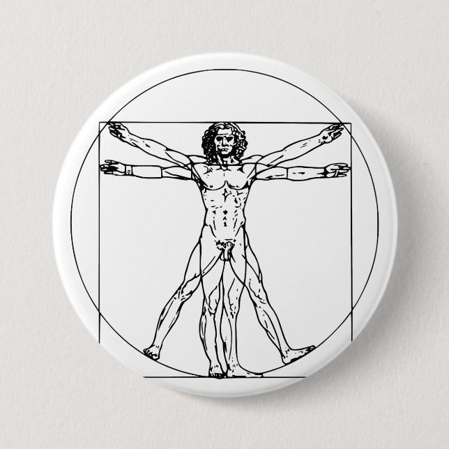 Da Vinci's Vitruvian Man 7.5 Cm Round Badge (Front)