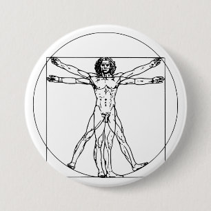 Da Vinci's Vitruvian Man 7.5 Cm Round Badge