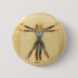 Da Vinci's Vitruvian man with tattoos 6 Cm Round Badge