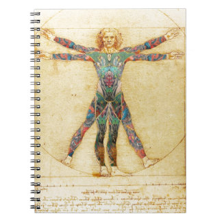 Da Vinci's Vitruvian man with tattoos Notebook