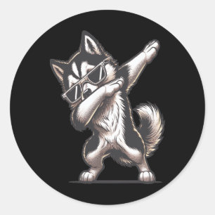 Dab Alaskan Husky Dancing Dabbing Dog Classic Round Sticker