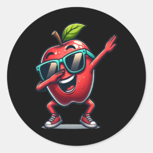 Dab Apple Dancing Dabbing Apple Fruit  Classic Round Sticker