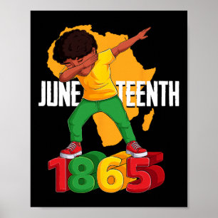 Dab Black Boy Juneteenth Kids 1865 Brown Skin Afro Poster